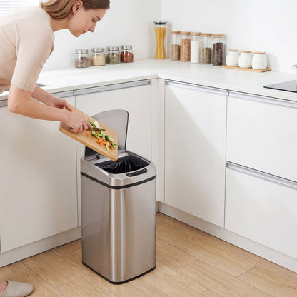 12L Sensor Bin, Automatic Touchless Motion Sensor Kitchen Bin, Silver