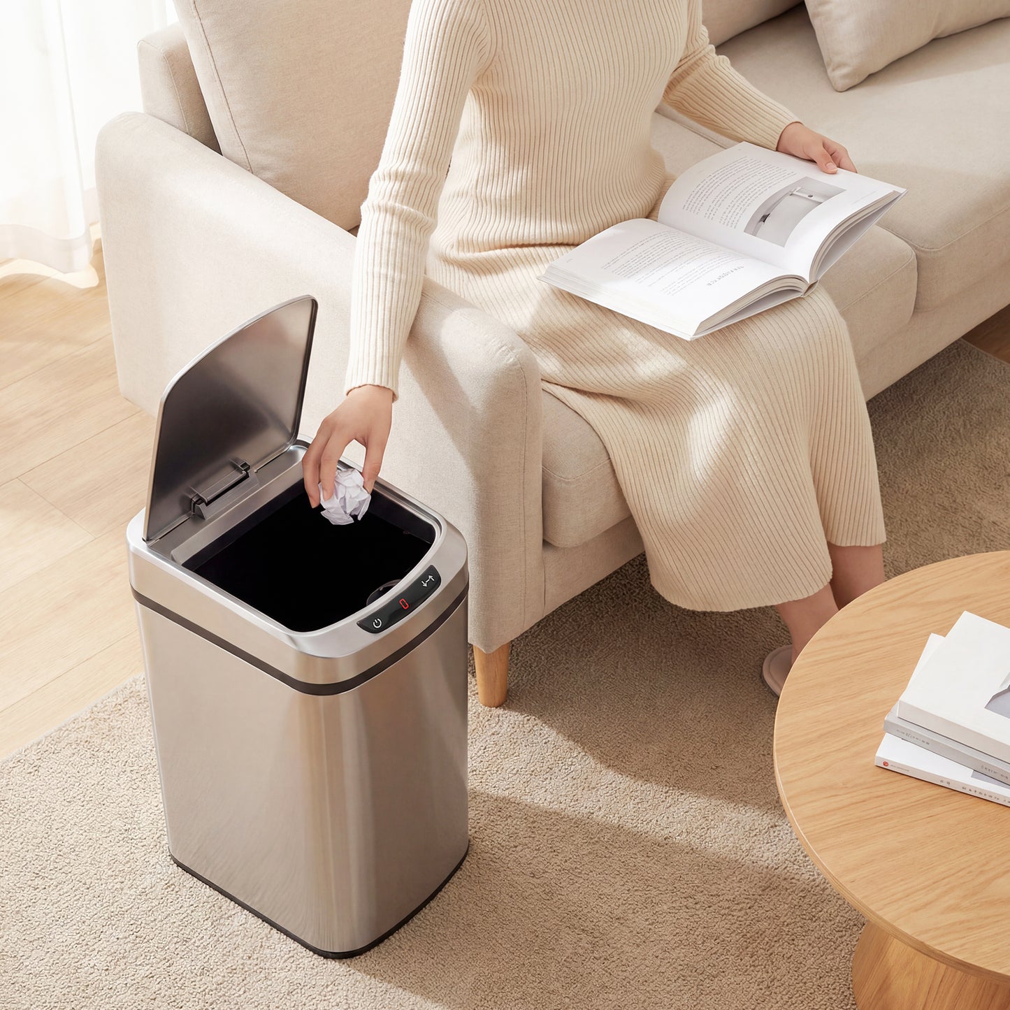 12L Sensor Bin, Automatic Touchless Motion Sensor Kitchen Bin, Silver