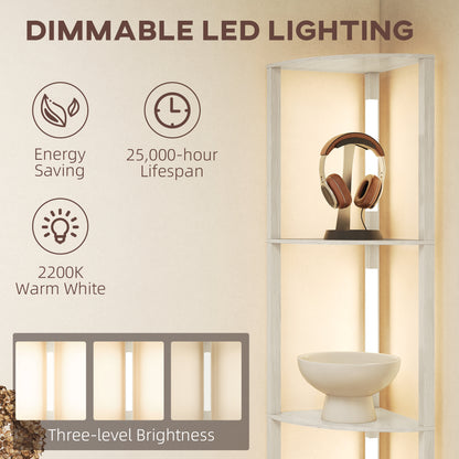 Corner Floor Lamp with Warm White LED Light, Oak
