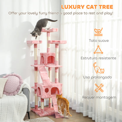 173cm Cat Tower Scratching Post Activity Centre for Indoor Pink