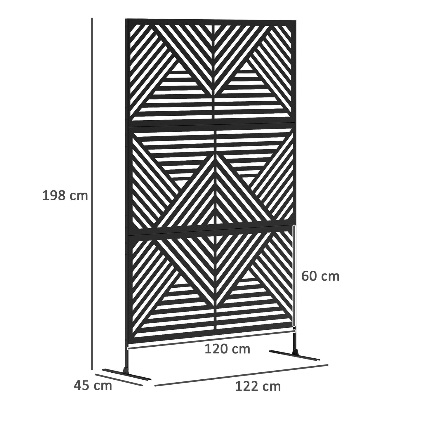 Decorative Outdoor Divider Privacy Panel with Stand, Rhombus Black