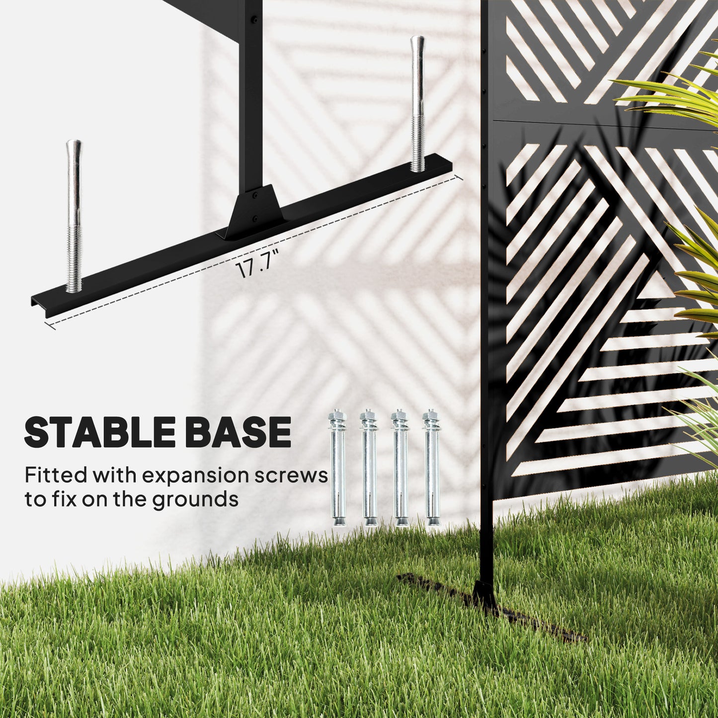 Decorative Outdoor Divider Privacy Panel with Stand, Rhombus Black