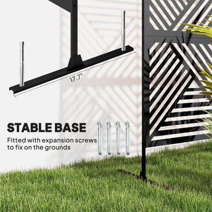 Decorative Outdoor Divider Privacy Panel with Stand, Rhombus Black