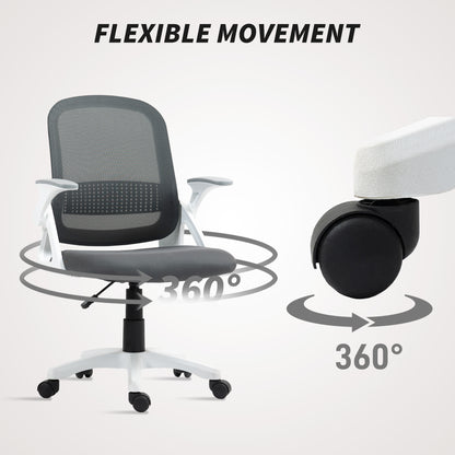 Ergonomic Swivel Computer Chair with Flip-up Armrests, Grey