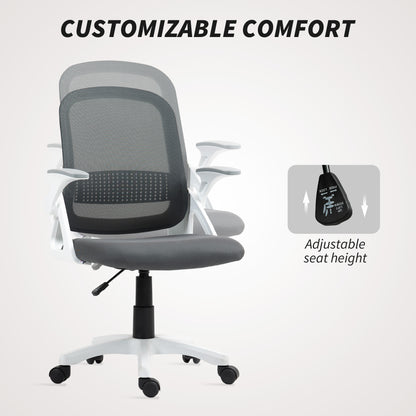 Ergonomic Swivel Computer Chair with Flip-up Armrests, Grey