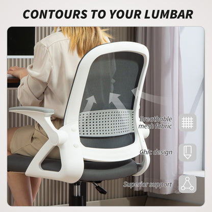Ergonomic Swivel Computer Chair with Flip-up Armrests, Grey