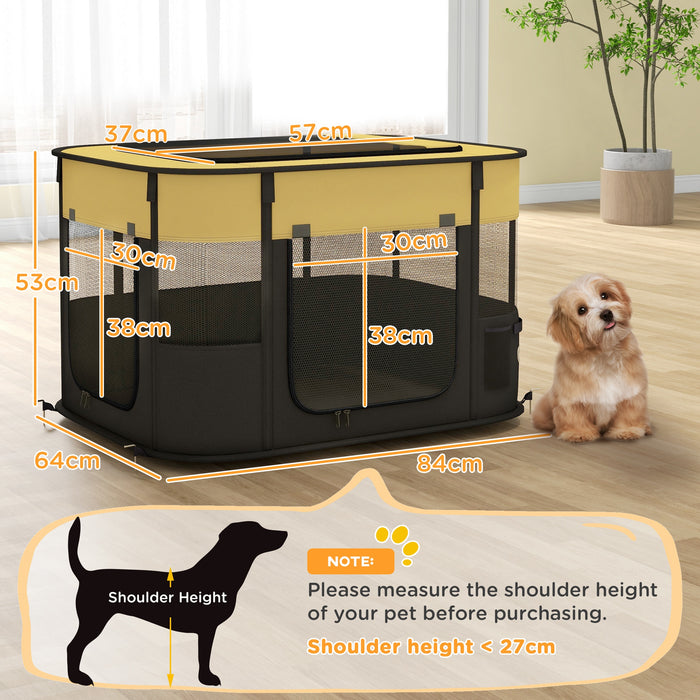 Portable Dog Pen for Puppies, Rabbits, Kittens, Guinea Pigs - Yellow