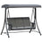 3 Person Outdoor Patio Porch Swing Chair with High Back Design, Side Pouches and Adjustable Canopy, Charcoal Grey