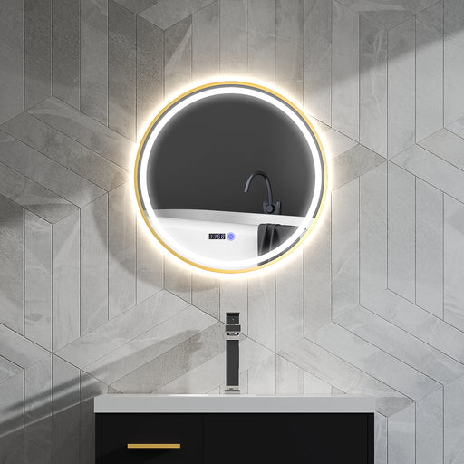 Illuminated Bathroom LED Mirror 60cm Round Wall Mounted Mirror Gold