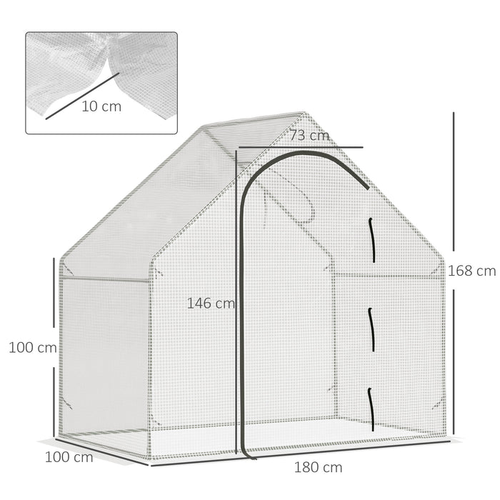 Walk-In Greenhouse Vegetable Plant herb Garden Grow House w/ Window Roll-Up Door Steel Frame All-Year Portable, 180 x 100 x 168cm, White