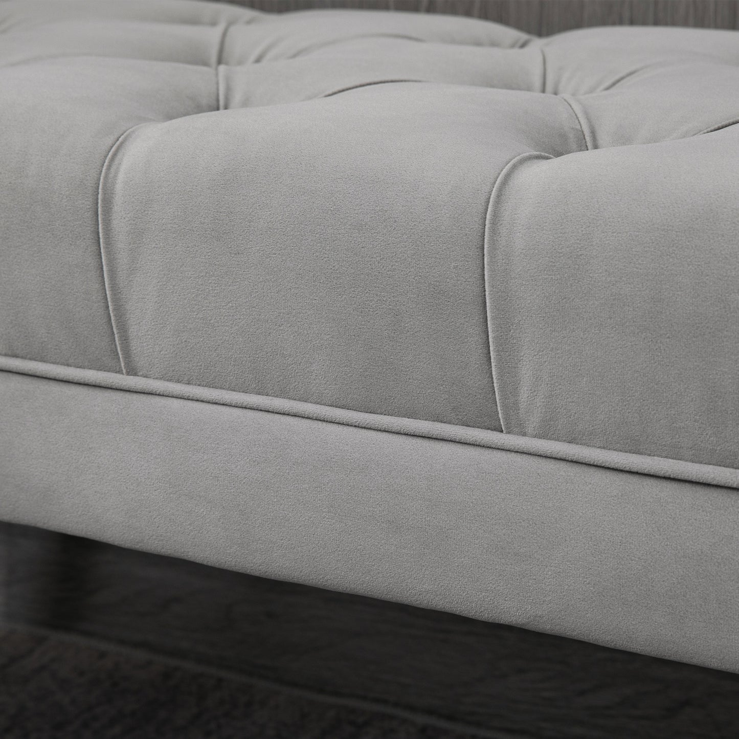 Bed End Bench Button Tufted Upholstered Window Seat for Living Room Grey