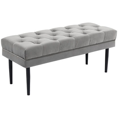 Bed End Bench Button Tufted Upholstered Window Seat for Living Room Grey