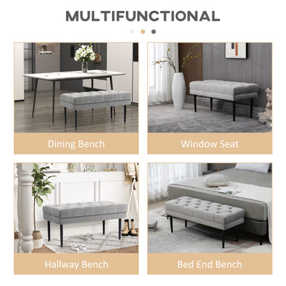 Bed End Bench Button Tufted Upholstered Window Seat for Living Room Grey