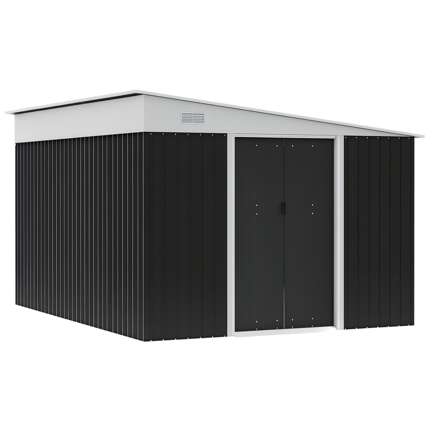 Steel Garden Storage Shed w/ Sliding Doors Black