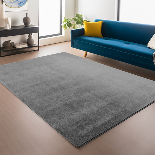 Snuggly Washable Plain Living Room Super Soft Anti Slip Area Rug - 9 Colours Available