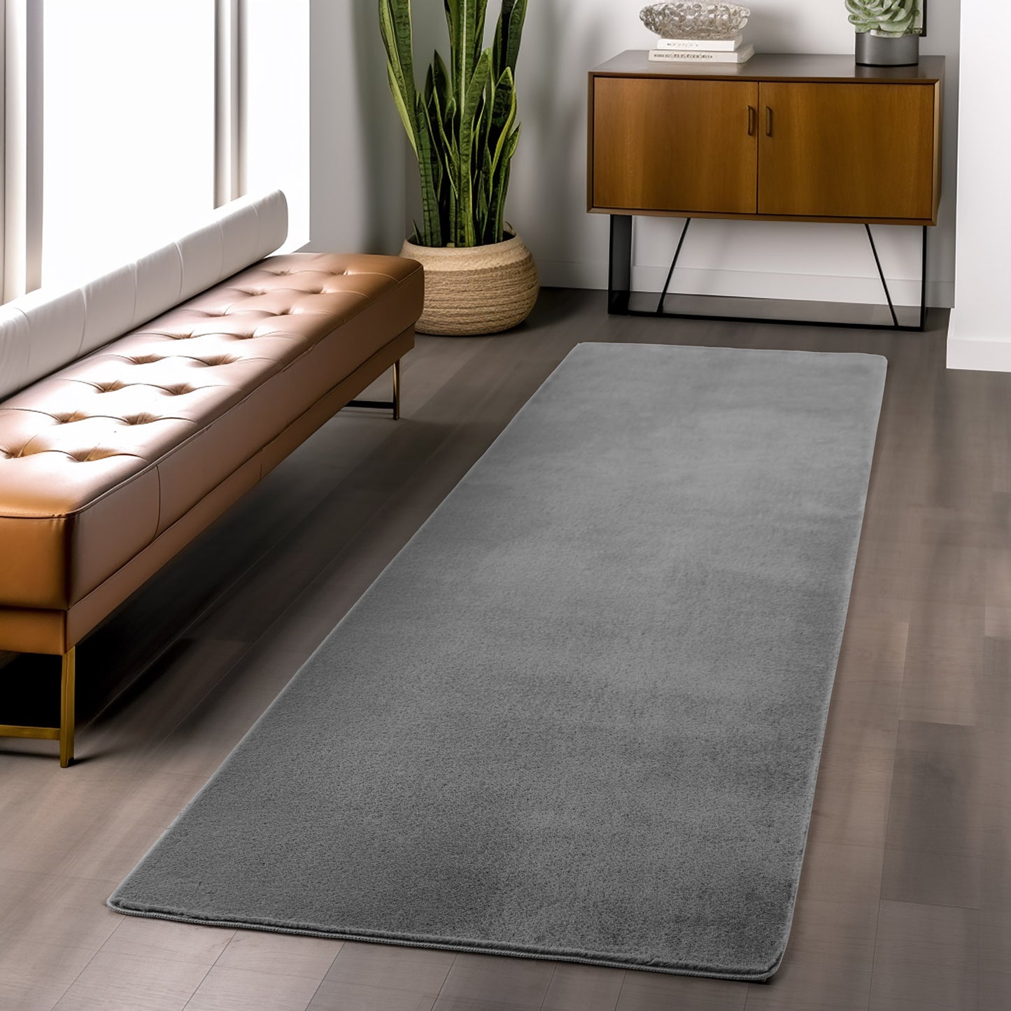 Snuggly Washable Plain Living Room Super Soft Anti Slip Area Rug - 9 Colours Available