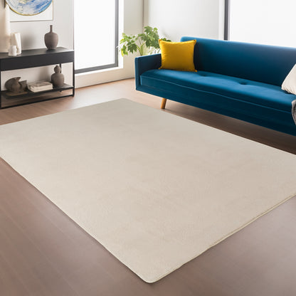 Snuggly Washable Plain Living Room Super Soft Anti Slip Area Rug - 9 Colours Available