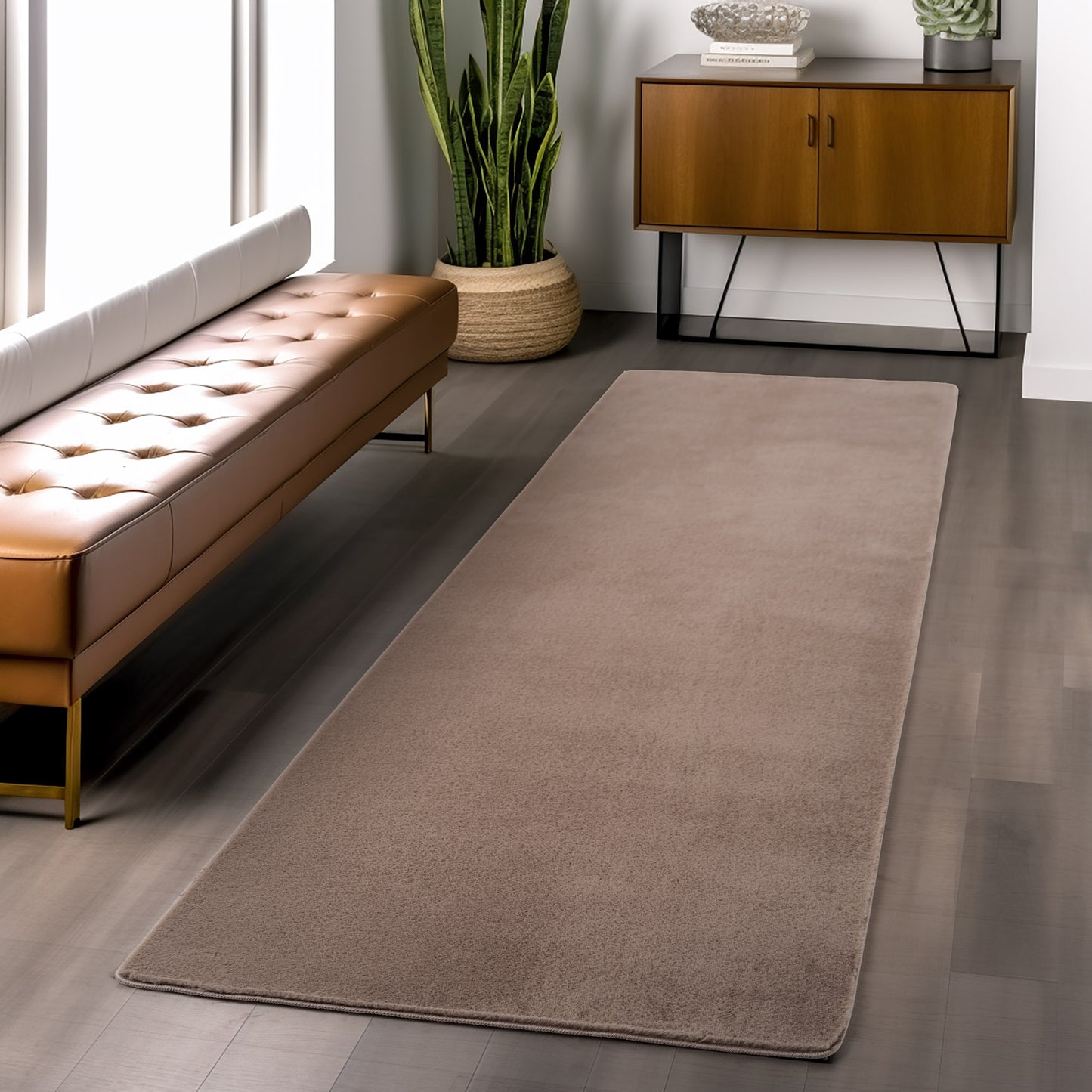 Snuggly Washable Plain Living Room Super Soft Anti Slip Area Rug - 9 Colours Available