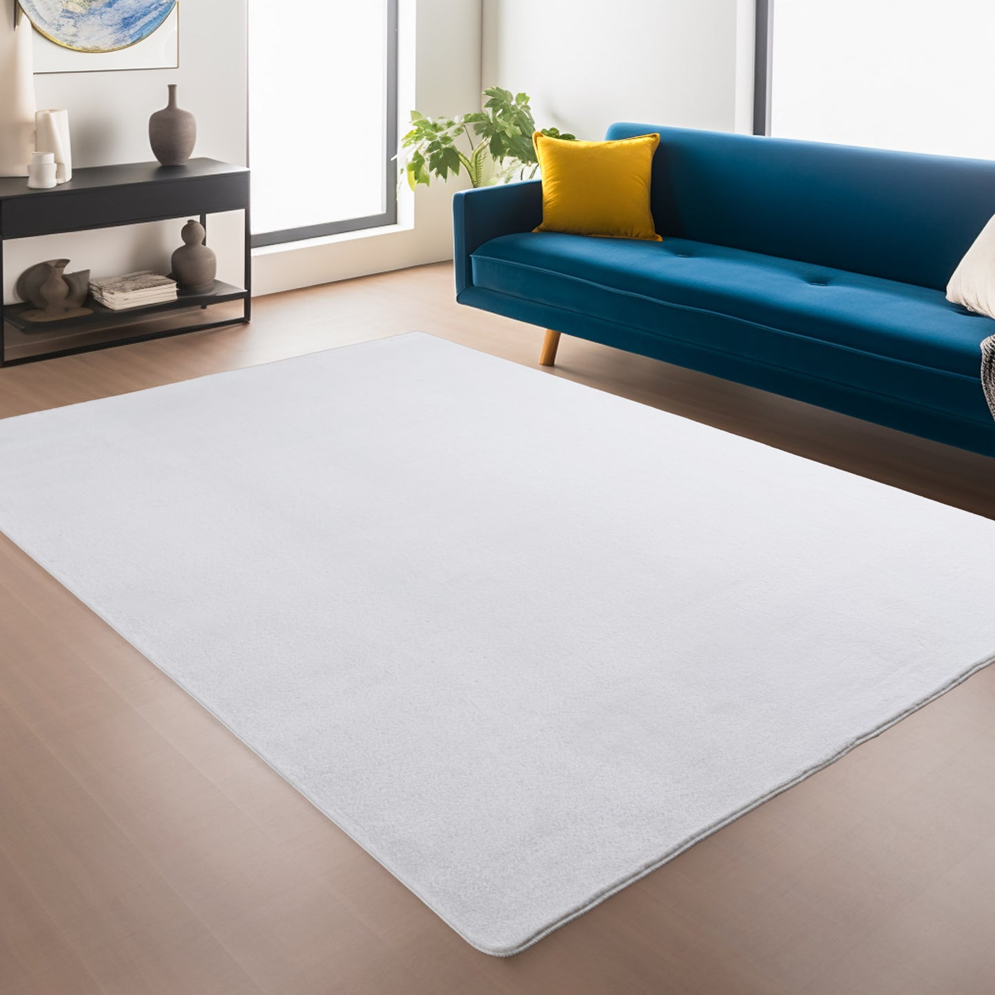 Snuggly Washable Plain Living Room Super Soft Anti Slip Area Rug - 9 Colours Available