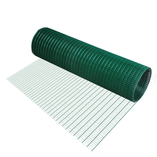 PVC Coated Welded Wire Mesh Fencing Chicken Poultry Aviary Fence Run Hutch Pet Rabbit 30m Green