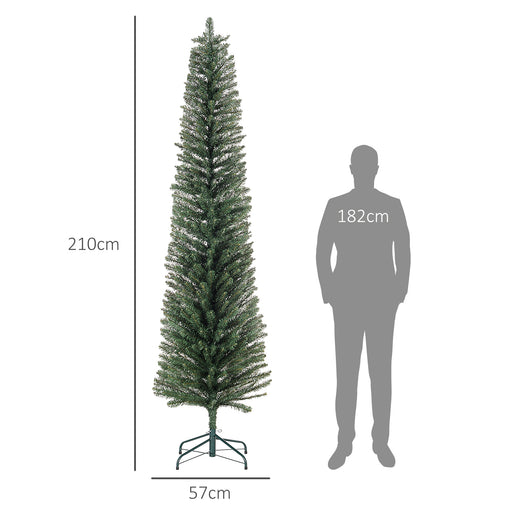 7 Foot Artificial  Pencil Christmas Tree with  Branches, Green