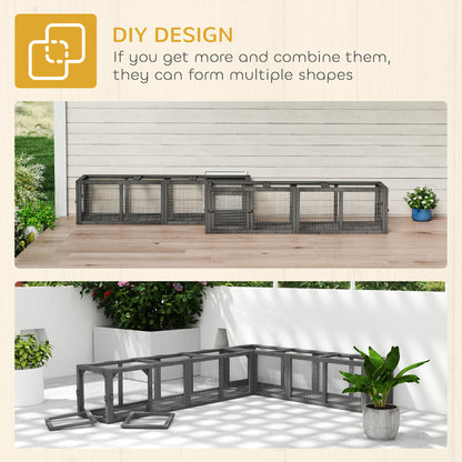 Outdoor Cat Tunnel, Wooden Extendable Pet Run, for Kitty, Puppy, Grey