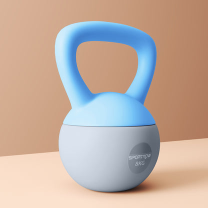 8KG Kettlebell w/ Soft Body, Non-Slip Handle, Light Blue and Grey