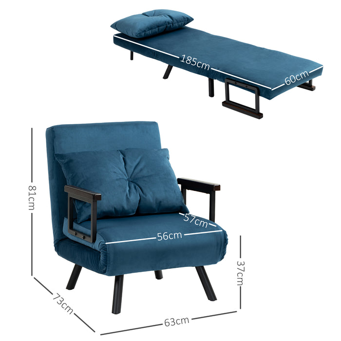 Click Clack Single Chair Bed Settee for Living Room, Guest Room, Blue