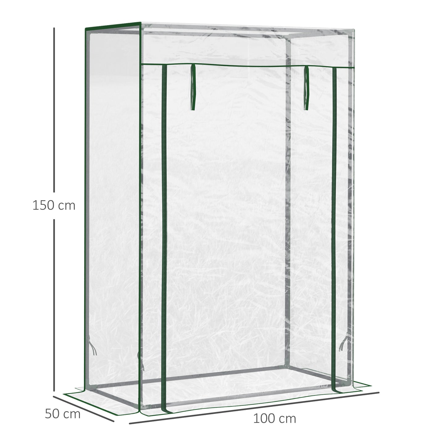 100 x 50 x 150cm Greenhouse w/ Zipper Roll-up Door Outdoor Transparent