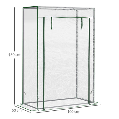 100 x 50 x 150cm Greenhouse w/ Zipper Roll-up Door Outdoor Transparent