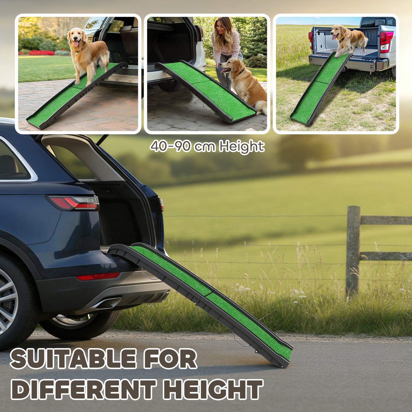 Dog Ramp for Car Foldable & Portable, Artificial Anti-slip Surface