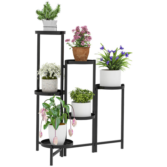 3 Tier Foldable Corner Plant Stand for Indoor Outdoor, Black