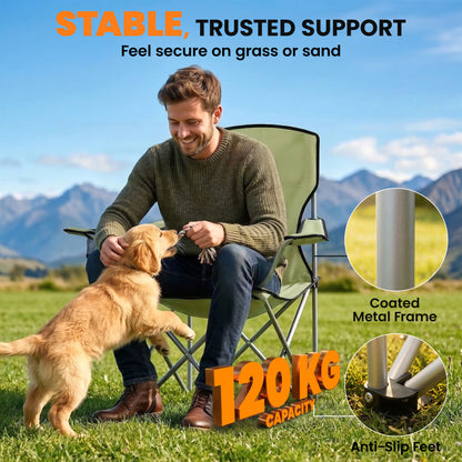 Camping Chair Set of 2 Portable Folding Green