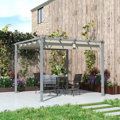 3 x 3(m) Aluminium Garden Pergola with Retractable Roof, Grey