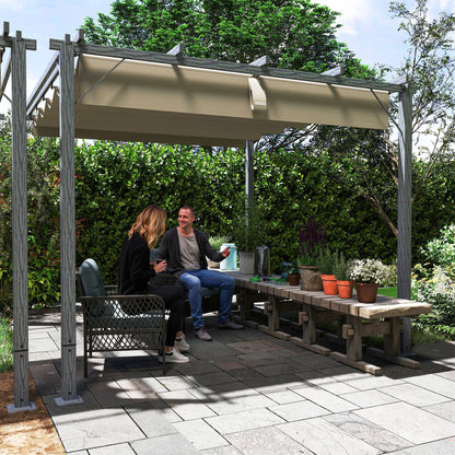 3 x 3(m) Aluminium Garden Pergola with Retractable Roof, Grey