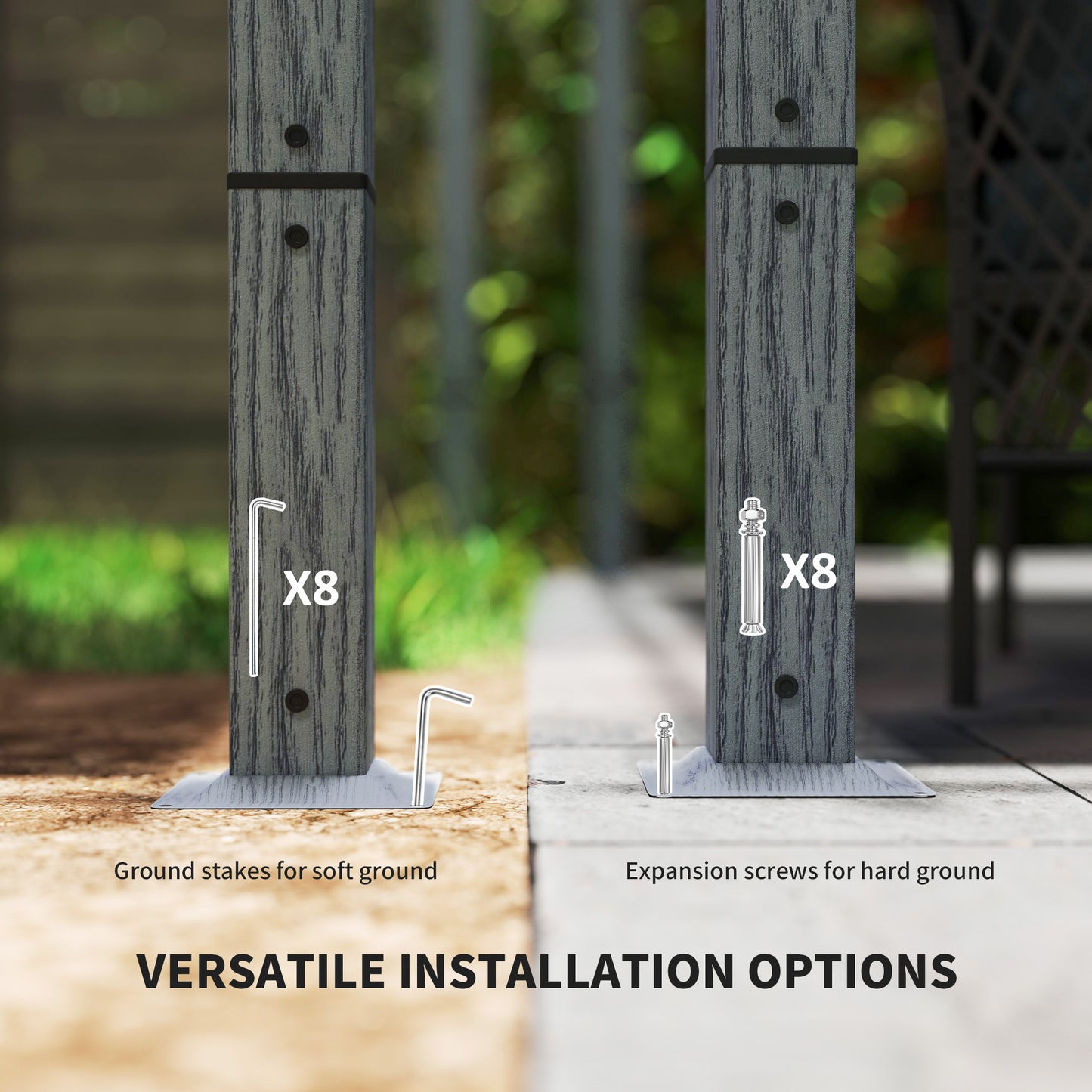 3 x 3(m) Aluminium Garden Pergola with Retractable Roof, Grey