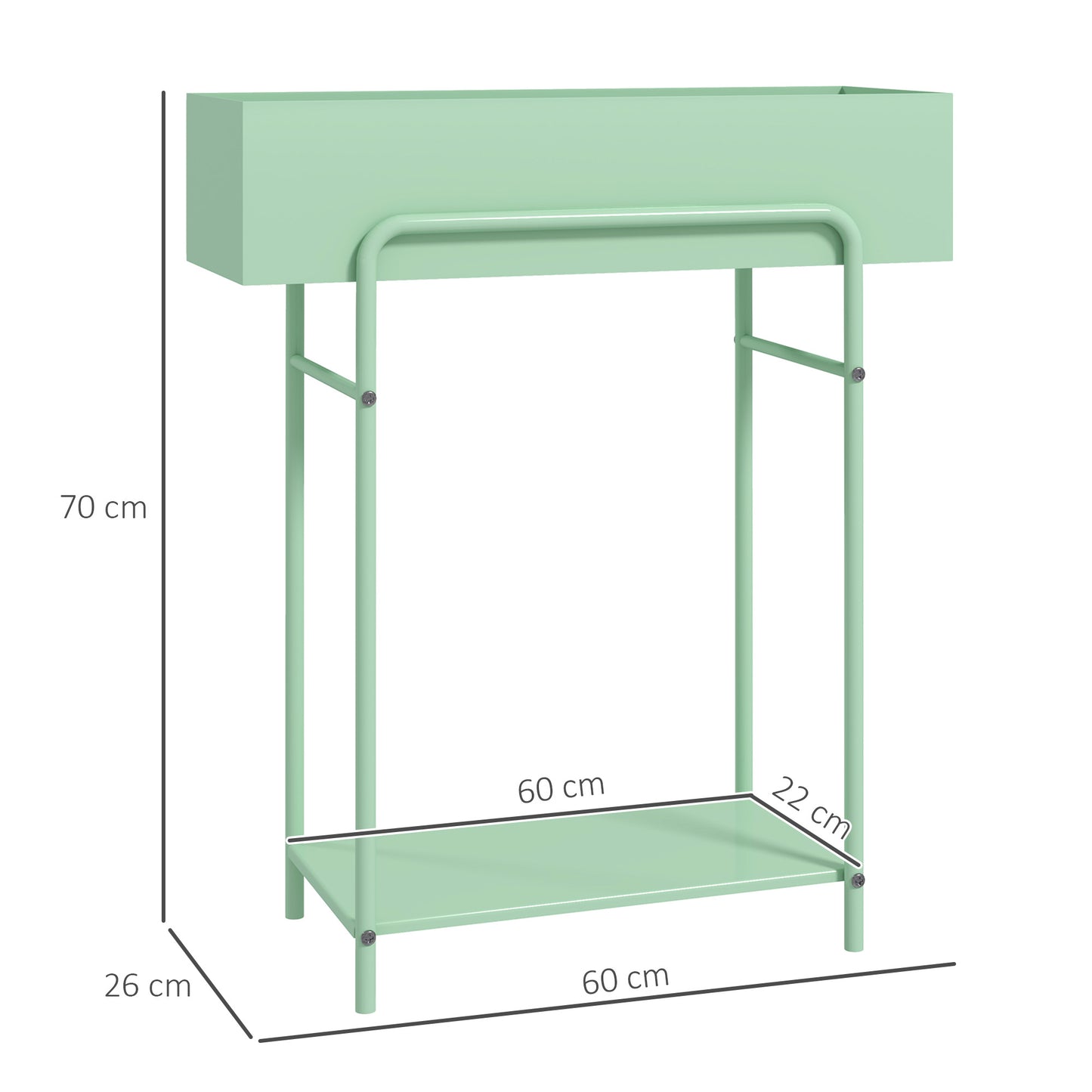 2 Tier Plant Stand, Metal Plant Rack with Drain Holes, Green