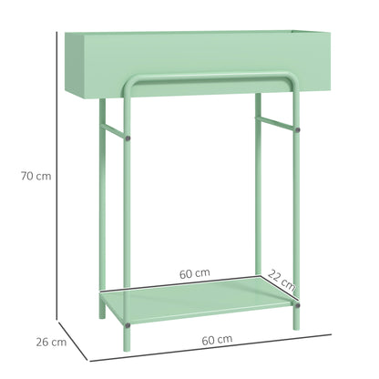 2 Tier Plant Stand, Metal Plant Rack with Drain Holes, Green