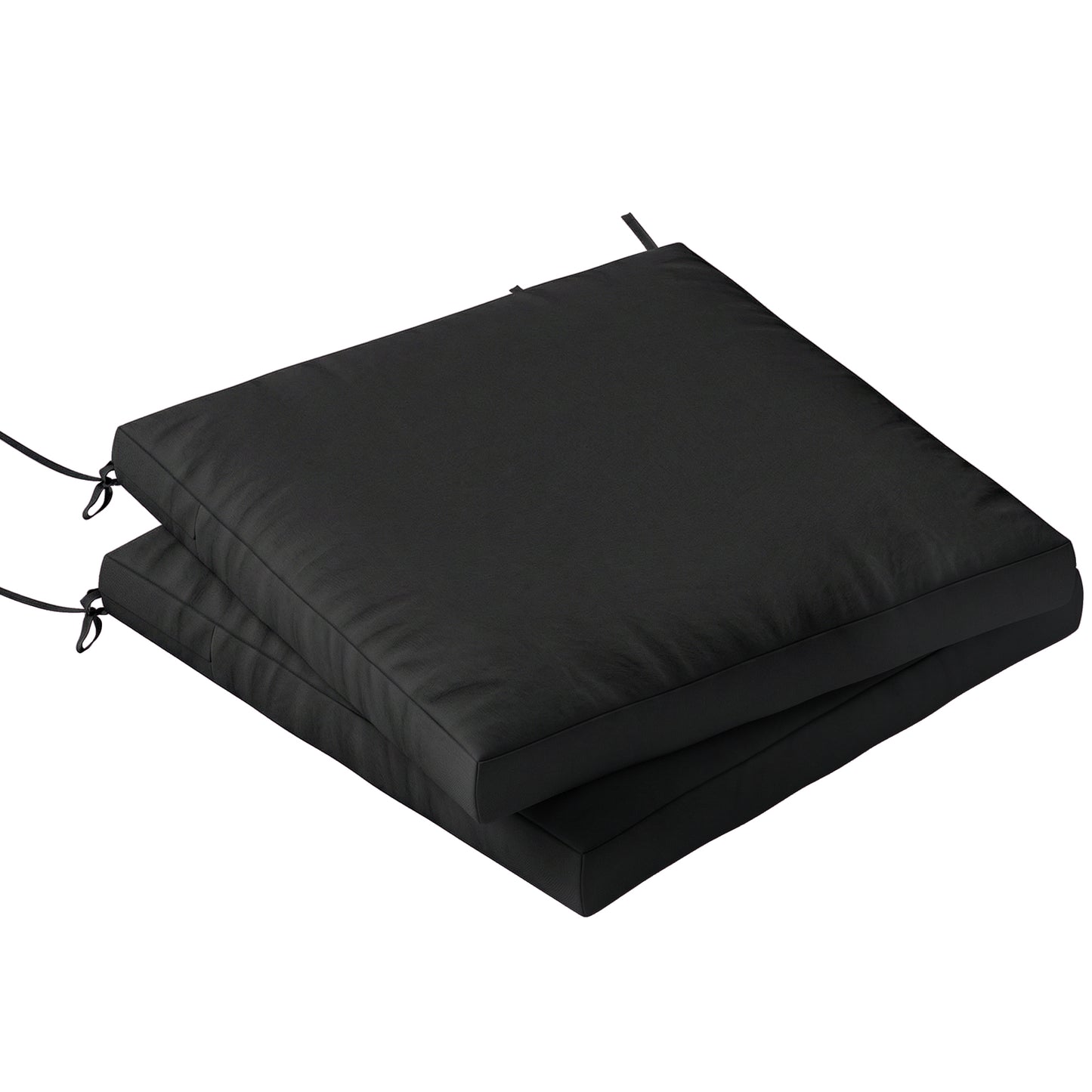 2Pcs Garden Chair Cushions, Waterproof Seat Pads, Black