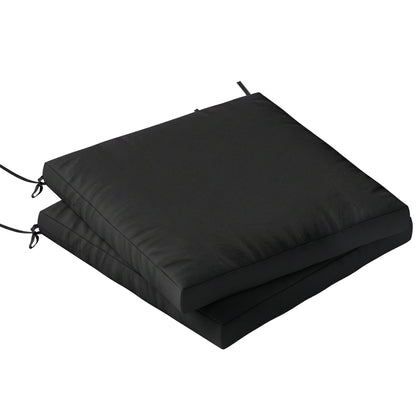 2Pcs Garden Chair Cushions, Waterproof Seat Pads, Black