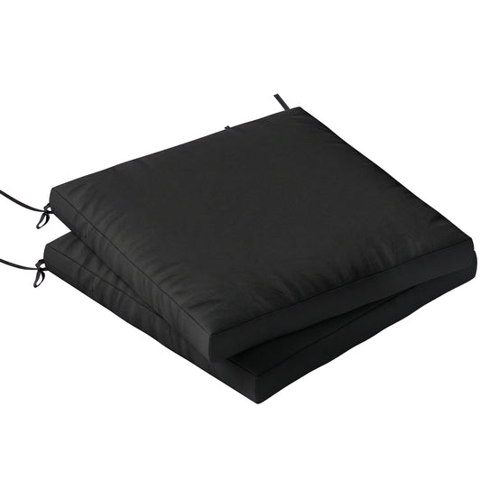 2Pcs Garden Chair Cushions, Waterproof Seat Pads, Black