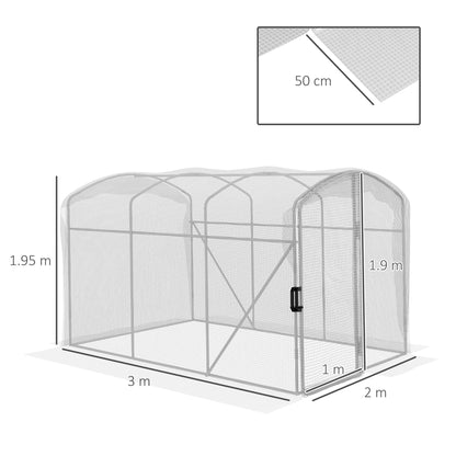 Polytunnel Greenhouse Walk-in Grow House with UV-resistant PE Cover, Door and Galvanised Steel Frame, 2 x 2 x 2m, White