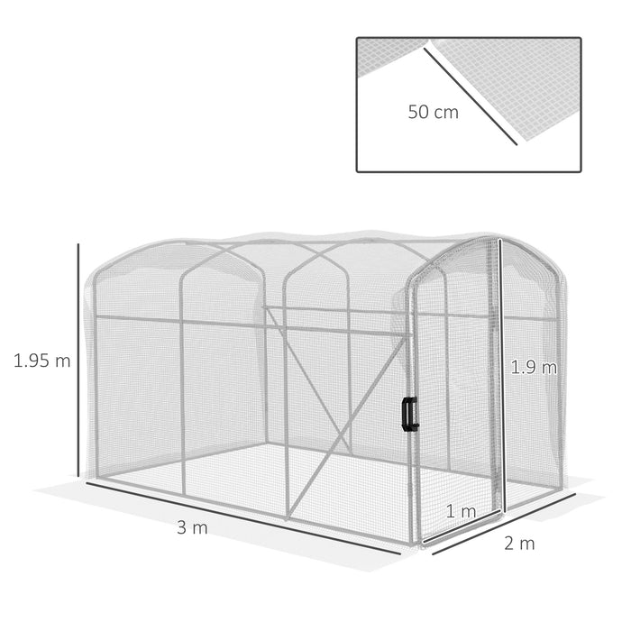 Polytunnel Greenhouse Walk-in Grow House with UV-resistant PE Cover, Door and Galvanised Steel Frame, 2 x 2 x 2m, White