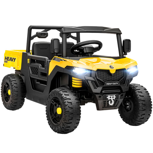 12V Kids Ride on Car, Kids UTV with Electric Dump Bed, Yellow