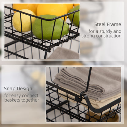 5 Tier Storage Trolley Cart Vegetable Rack with Wheels for Kitchen