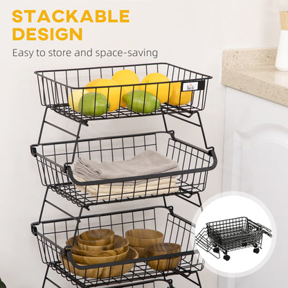 5 Tier Storage Trolley Cart Vegetable Rack with Wheels for Kitchen