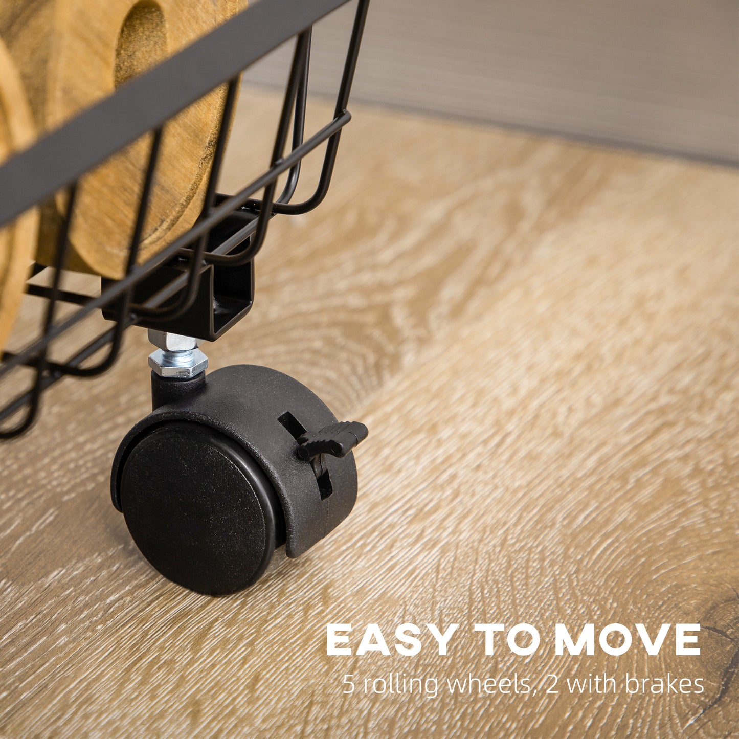 5 Tier Storage Trolley Cart Vegetable Rack with Wheels for Kitchen