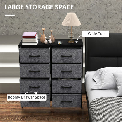8 Drawer Fabric Chest of Drawers w/ Wooden Top for Hallway Black
