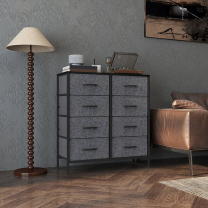 8 Drawer Fabric Chest of Drawers w/ Wooden Top for Hallway Black