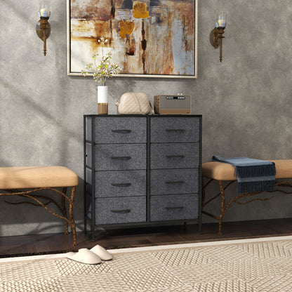 8 Drawer Fabric Chest of Drawers w/ Wooden Top for Hallway Black